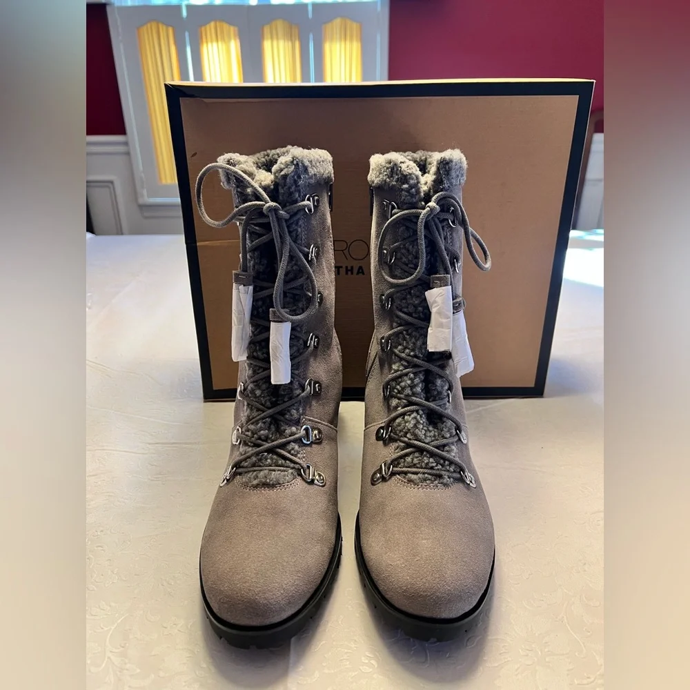 AEROSOLES Suede Gray Winter Boots - Picture 2 of 12